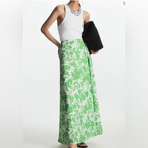 COS Green and White Maxi Skirt